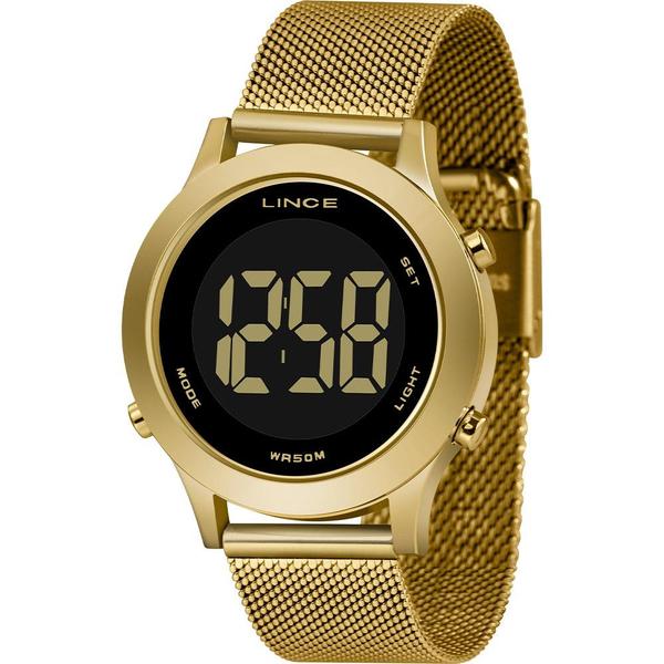 Relógio Lince Feminino Dourado SDPH110LPXKX Digital 5 Atm Cristal Mineral Tamanho Médio