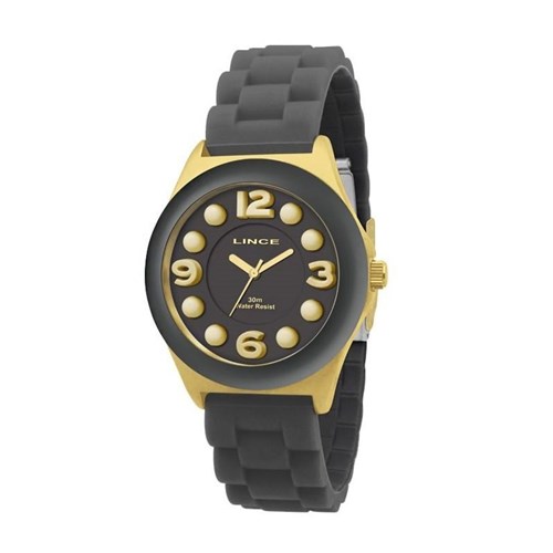 Relógio Lince Feminino em Silicone Preto Caixa Dourada - Lrpa4130l