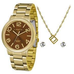 Relógio Lince Feminino Kv46n2kx Dourado + Semijóia