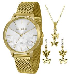 Relógio Lince Feminino Kw02s1kx Dourado + Semijóia