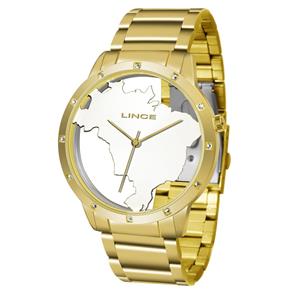 Relogio Lince Feminino Lrg4512l B1kx Dourado Branco Analogo