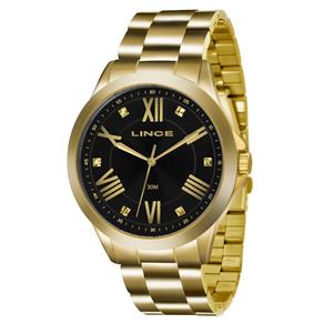 Relogio Lince Feminino Lrgj046L P3Kx Preto Dourado Analogico