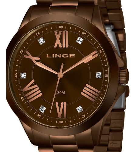 Relogio Lince Feminino Marrom Chocolate a Prova Dagua Lrbj046l N3nx