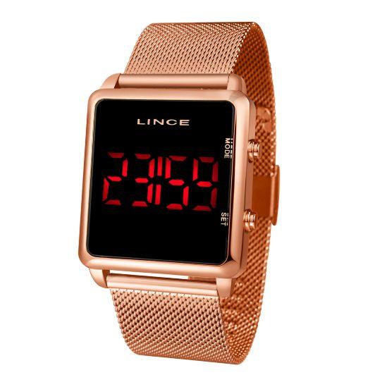 Relógio Lince Feminino MDG4596L PXRX Rosé LED Negativo