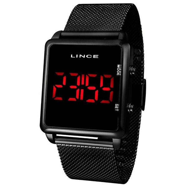 Relogio Lince Feminino MDN4596L PXPX Quadrado Preto Digital LED Vermelho