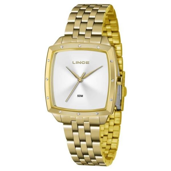 Relógio Lince Feminino Ref: Lqg620l S1kx Retangular Dourado