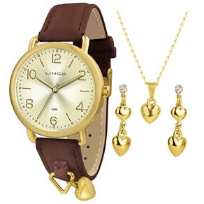 Relógio Lince Feminino Ref: Lrc4451l Kt61c2nk Dourado + Semijóia