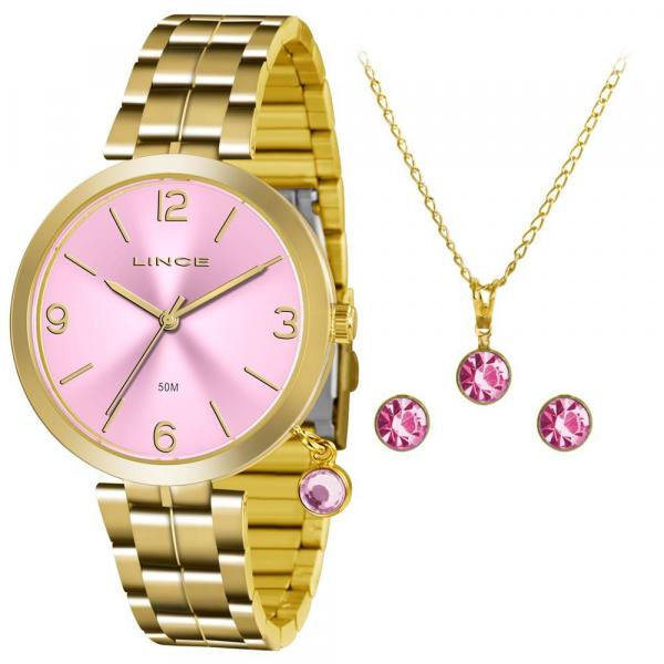 Relógio Lince Feminino Ref: Lrg4458l Kt70r2kx Dourado + Semijóia