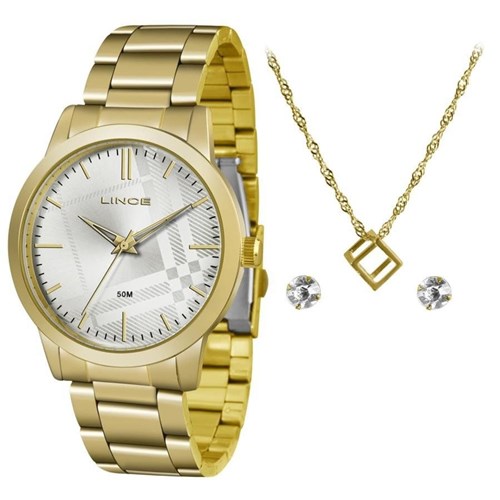 Relógio Lince Feminino Ref: Lrg4554l Kv01s1kx Dourado + Semijóia