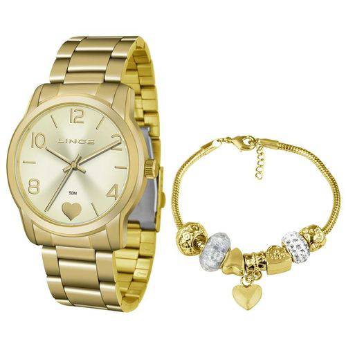 Relógio Lince Feminino Ref: Lrg4553l Ku83c2kx Dourado + Semijóia