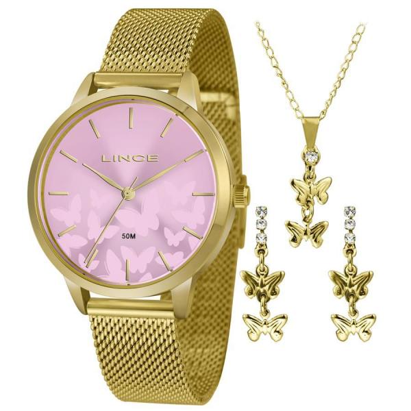 Relógio Lince Feminino Ref: Lrg4601l Kw04r1kx Dourado + Semijóia