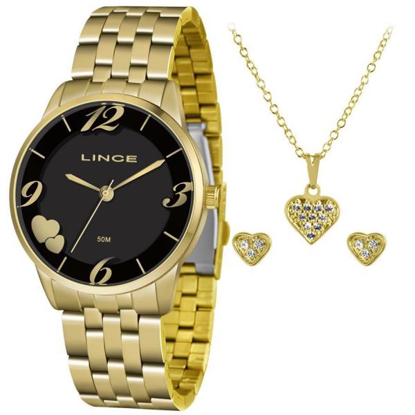 Relógio Lince Feminino Ref: Lrg4604l Kw07p2kx Dourado + Semijóia