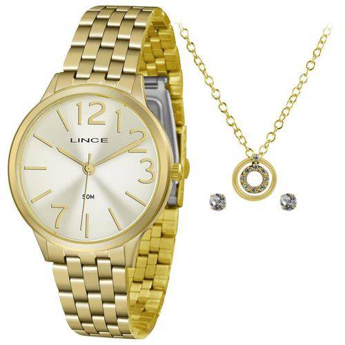 Relógio Lince Feminino Ref: Lrgh076l Kv38c2kx Dourado + Semijóia