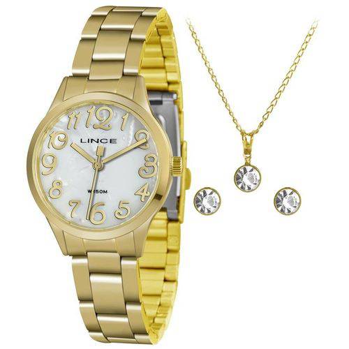 Relógio Lince Feminino Ref: Lrgh077l Kv22b2kx Dourado + Semijóia