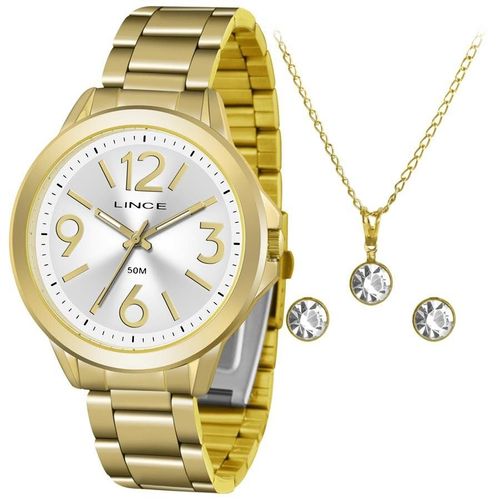 Relógio Lince Feminino Ref: Lrgh089l Kv51s2kx Dourado + Semijóia