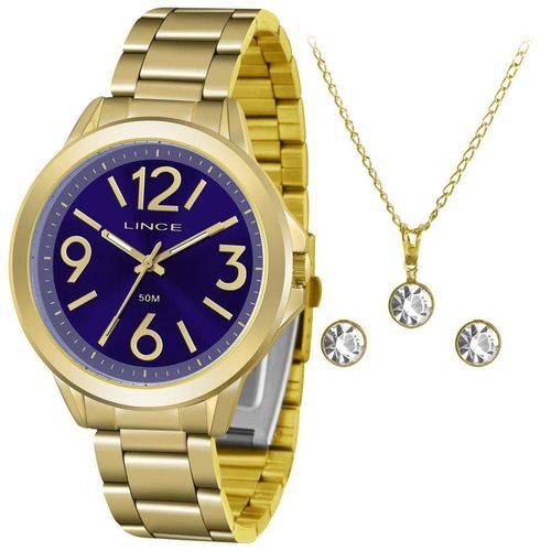 Relógio Lince Feminino Ref: Lrgh089l Kv53d2kx Dourado + Semijóia