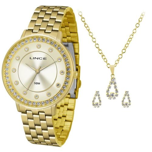 Relógio Lince Feminino Ref: Lrgh090l Kv54c1kx Dourado + Semijóia
