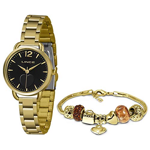 Relógio Lince Feminino Ref: Lrgh120l Kx09p2kx Dourado + Semijóia