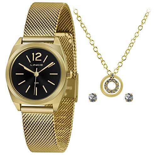 Relógio Lince Feminino Ref: Lrgh121l Kx30p2kx Dourado + Semijóia