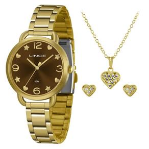 Relógio Lince Feminino Ref: Lrgh126l Kx19n2kx Dourado + Semijóia