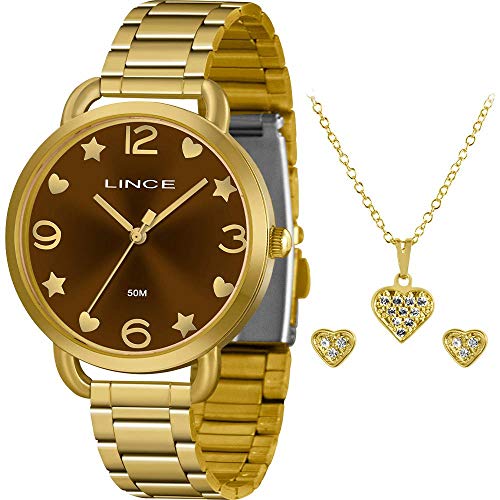 Relógio Lince Feminino Ref: Lrgh126l Kx19n2kx Dourado + Semijóia