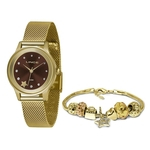 Relógio Lince Feminino Ref: Lrgh122l Kx03n1kx Dourado + Semijóia