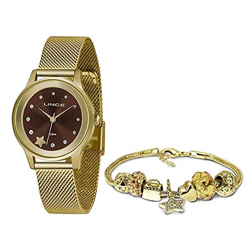 Relógio Lince Feminino Ref: Lrgh122l Kx03n1kx Dourado + Semijóia