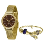 Relógio Lince Feminino Ref: Lrgh123l Kx14n1kx Dourado + Semijóia