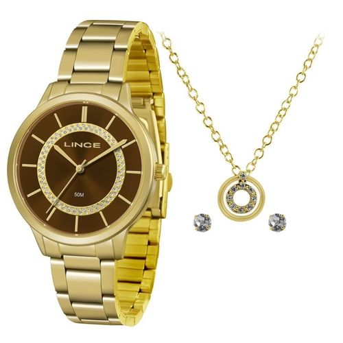 Relógio Lince Feminino Ref: Lrgj077l Kv32n1kx Dourado + Semijóia