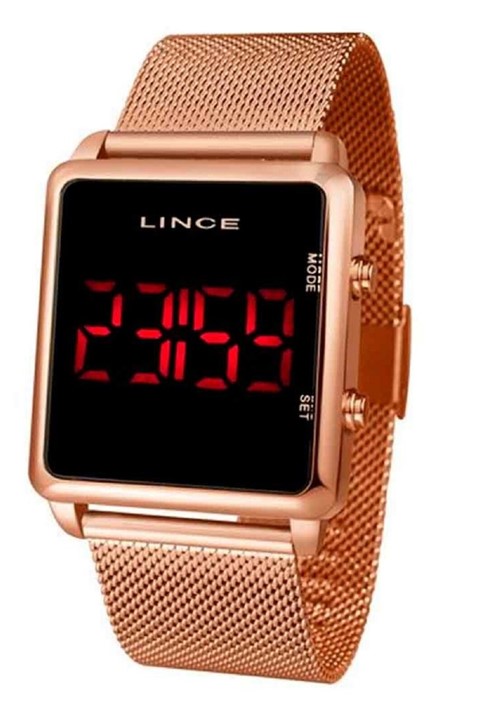 Relógio Lince Feminino Rose Led Vermelho Mdr4596l Pxrx