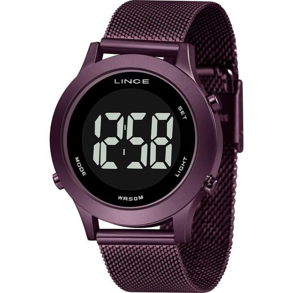 Relógio Lince Feminino Roxo SDPH115LPXUX Digital 5 Atm Cristal Mineral Tamanho Médio