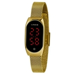 Relógio Lince LDG4641L PXKX LED Digital feminino dourado