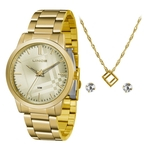 Relógio Lince LRG4554L KV00 feminino dourado mostrador dourado