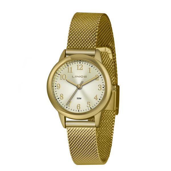 Relógio LINCE LRG4653L C2KX Analógico Dourado Pulseira Estilo Esteira