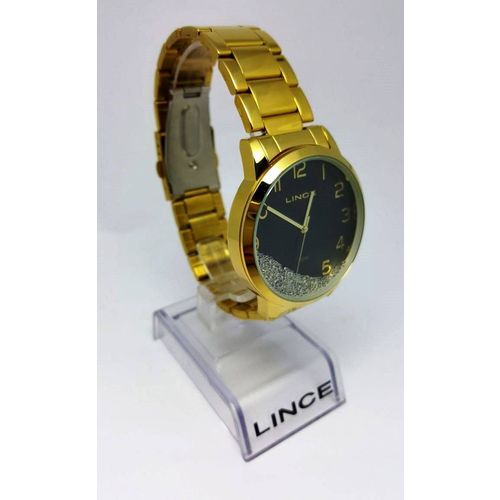 Relógio Lince Lrg4379l Dourado C Fundo Preto