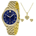 Relógio Lince LRGH075L KV21 feminino dourado mostrador azul