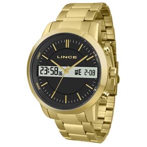 Relogio Lince Masculino Anadigi Mag4489s P1kx Dourado Preto