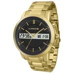 Relogio Lince Masculino Anadigi Mag4489s P1kx Dourado Preto