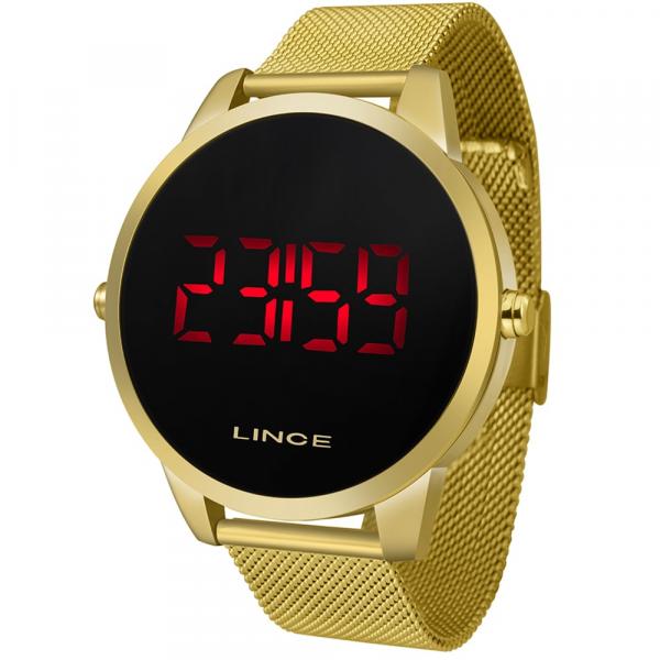 Relógio Lince Masculino Digital Led Dourado Redondo Mdg4586l Pxkx