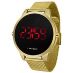 Relogio Lince Masculino Digital Mdg4586l Pxkx Aço Dourado