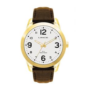 Relogio LINCE Masculino Mrc4061s B2mx Dourado Couro Marrom