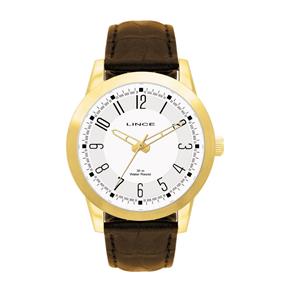 Relogio Lince Masculino Mrc4063s B2mx Dourado Couro Marrom