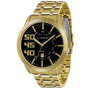 Relogio Lince Masculino Mrg4332s P2kx Dourado Preto Aço