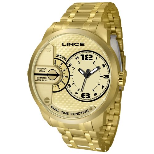 Relogio Lince Masculino Mrgh049s C2kx Dourado Aço Analogico