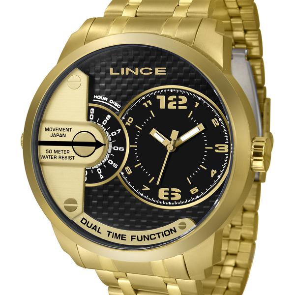 Relógio Lince Masculino Mrgh049s P2kx Dual Time Dourado
