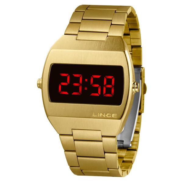 Relógio LINCE MDG4620L VXKX Digital Led Vermelho Dourado Quadrado SUPER OFERTA