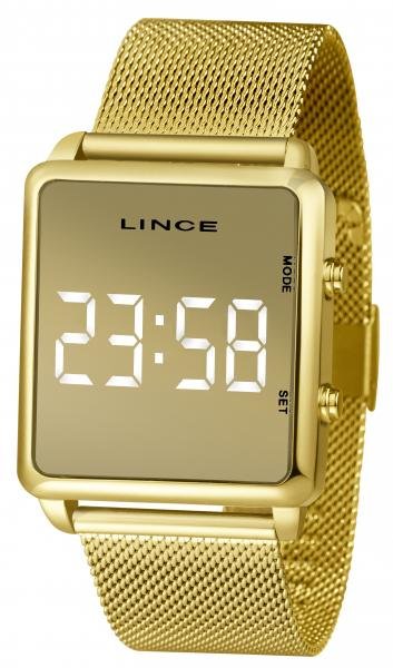 Relógio LINCE MDG4619L BXKX LED BRANCO Quadrado Gold/Dourado
