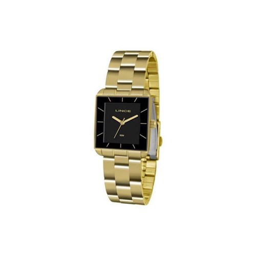 Relógio Lince Quadrado Dourado e Visor Preto - Lqg4583l
