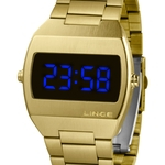 Relógio Lince Unissex Digital Quadrado Dourado Mdg4621l Dxkx