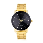 Relógio Luxo Feminino Dourado Brilhante Pulseira Metal InTimes